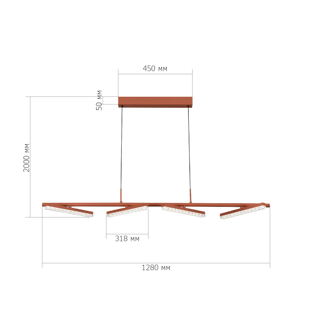 SL1018.603.04 Светильник подвесной ST-Luce терракотовый/прозрачный LED 4*32W 4000K EUCLIDICS