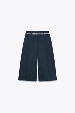 ZARА ДЛИННЫЕ БЕРМУДЫ С РЕМНЕМ, МОРСКОЙ СИНИЙ