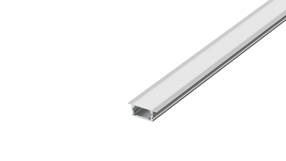 Встраиваемый алюминиевый анод. профиль,  18, 4х7х2000мм. В комплекте матовый экран,  4 торцевые заглушки,  4 крепежа,  алюминий