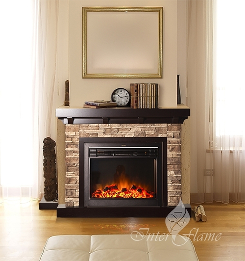 Каминокомплект Inter Flame ФлегСтоун с очагом Panoramic 28 LED FX