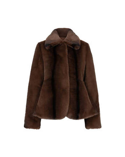 CARELLI КОРОТКОЕ ПАЛЬТО, ТЕМНО-КОРИЧНЕВЫЙ