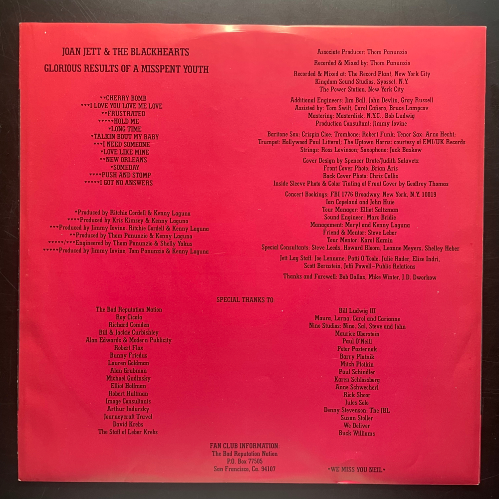 Joan Jett And The Blackhearts - Glorious Results Of A Misspent Youth (Голландия 1984г.)