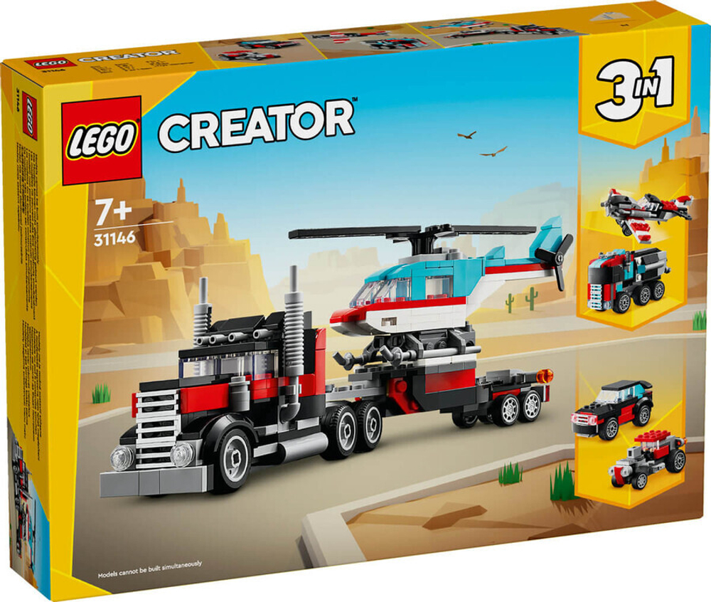 Конструктор LEGO Creator 3in1 31146 Грузовик-платформа с вертолетом, 3в1
