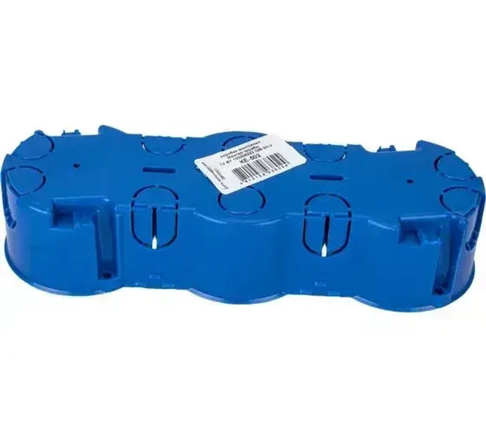 Коробка установочная 3-местная евростандарт синяя, для бетона и кирпича, (207х66х47,4мм), 1шт