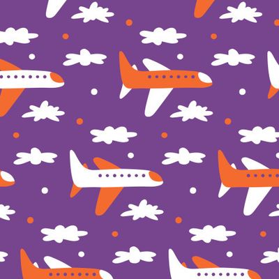 Buy baby fabric planes clouds purple