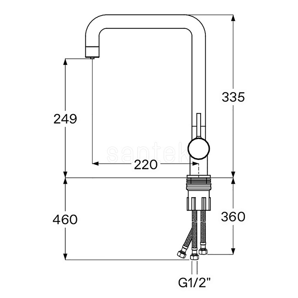 Смеситель для кухни Santek Тесио с подключением к фильтру для воды, керамический картридж, черный матовый (WH5A43012N001)