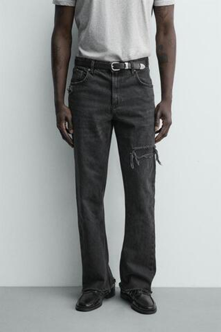 ZARA ДЖИНСЫ FLARE FIT С РАЗРЕЗАМИ, ЧЕРНЫЙ