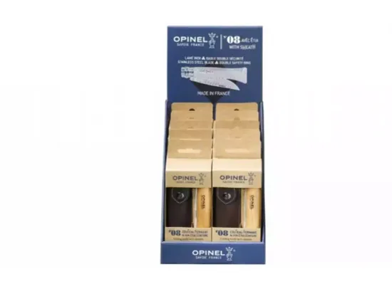 Набор-дисплей Opinel, 12 наборов ей №8 из нержав стали + чехол, 002406