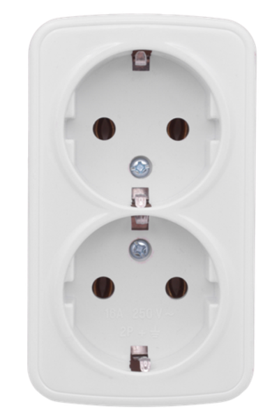 Минск Розетка 2-местная ОП 16А с заземлением белая EKF Basic