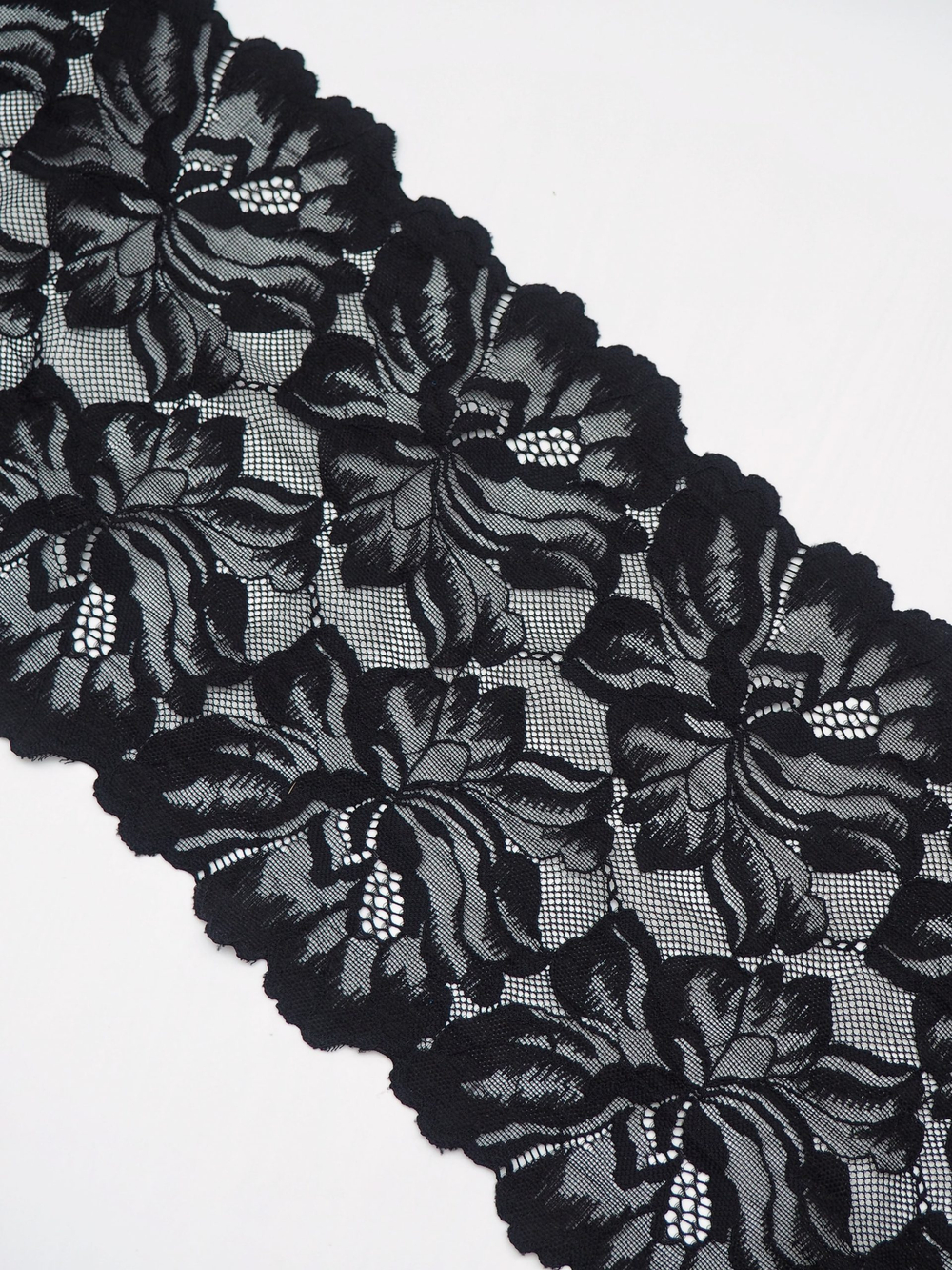 Эластичное кружево черное ширина 20 см ОТРЕЗЫ