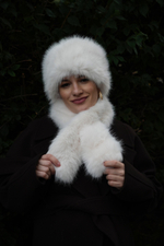 Шапка Кубанка + меховой шарф-ю/повязка молочный