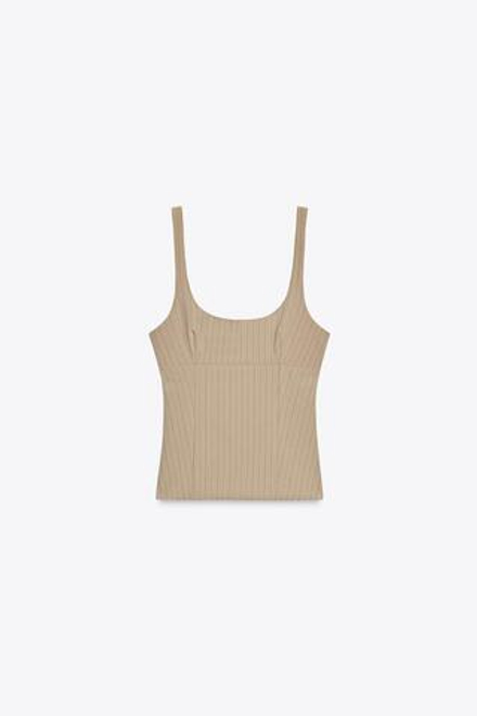 ZARA ПОЛОСАТЫЙ ТОП С ОТКРЫТОЙ СПИНОЙ, РЫЖЕВАТО-КОРИЧНЕВЫЙ