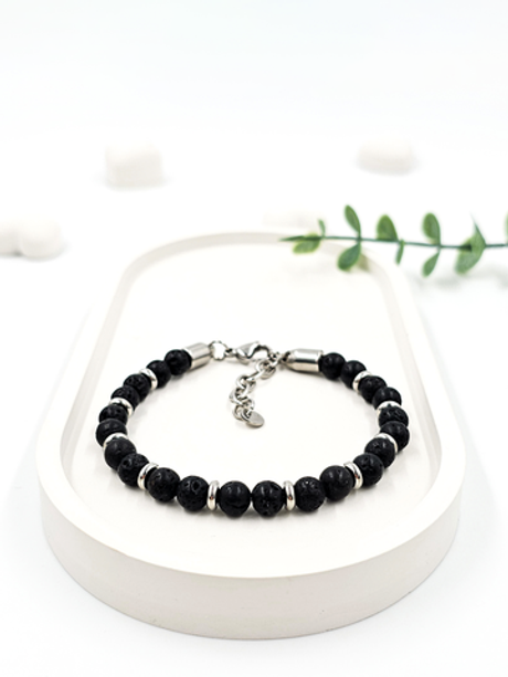 Браслет из нержавеющей стали и лавы