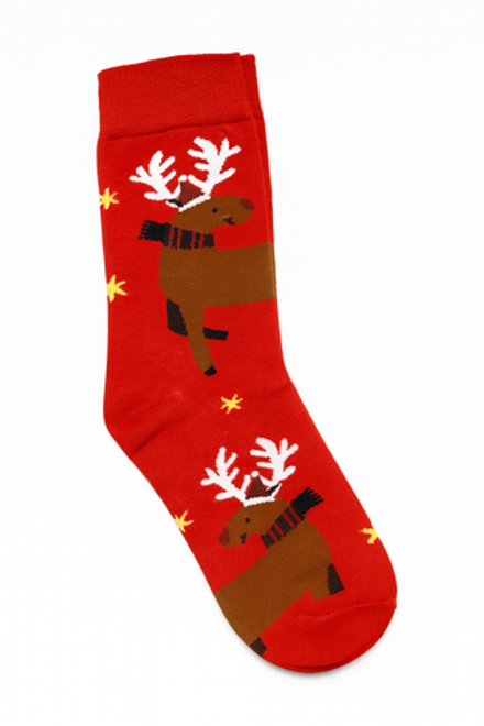 Носки НГ р.40-45 "Happy NY" Олень на красном