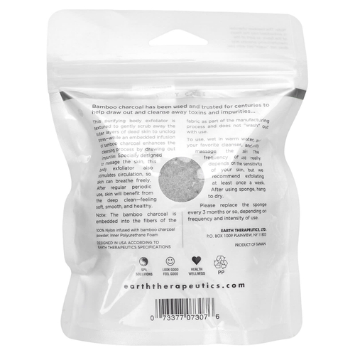 Earth Therapeutics, Pure, древесный уголь для отшелушивания тела с очищающим бамбуковым углем, 1 шт.