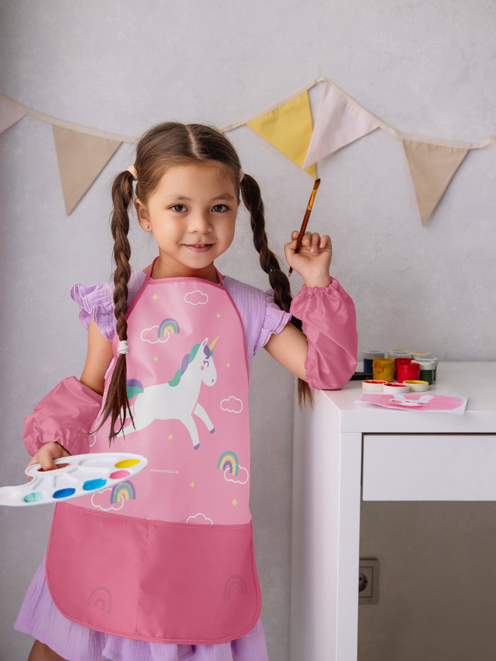 Фартук для творчества на завязках. Единорог