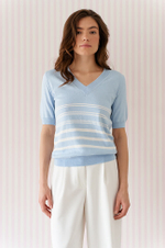 23253 Джемпер женский (голубой / молочный)