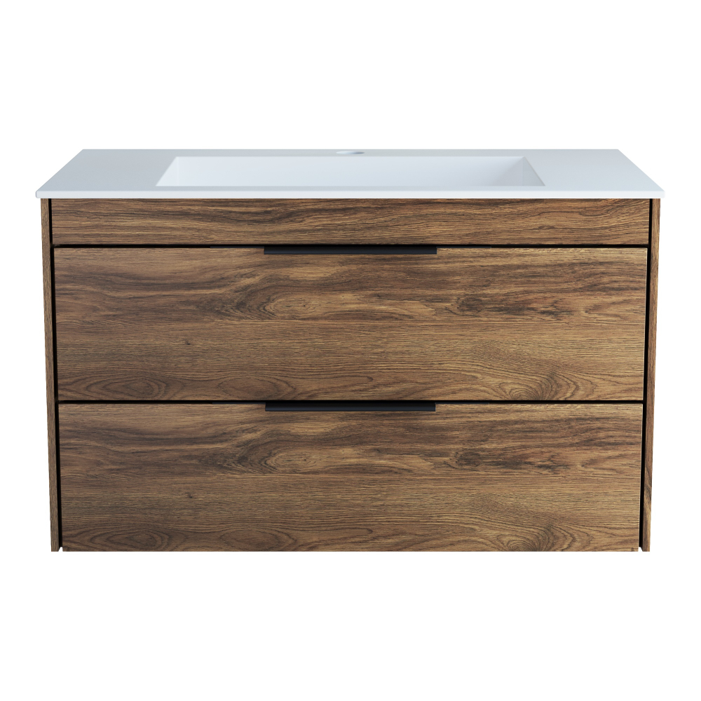 Тумба под раковину Vincea Chiara 2D 800 подвесная, 2 выкатных ящика soft-close, С.Oak