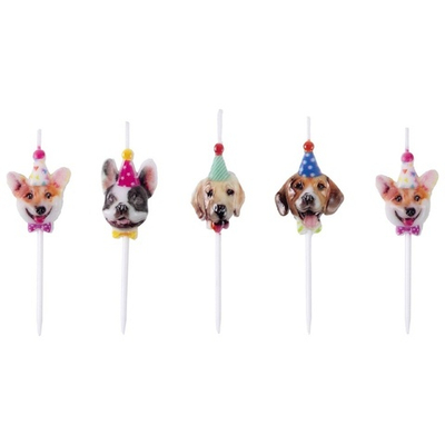 Свечи-фотографичные на пиках «Собачки», объёмные фигурки 5 шт