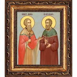 Леонид Лебедев и Исидор Решеткин святые новомученики. Икона на холсте.