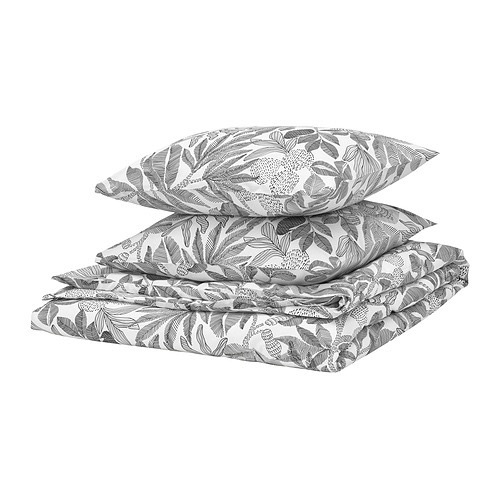 БРОКРАЦЕНА BROKDRACENA Пододеяльник и 2 наволочки 200х200/50х60 см, белый/черный