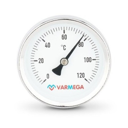 Термометр VARMEGA биметаллич. с погр. гильзой 63 мм, 120гр.С, штуц.50 мм, 1/2", VMMT01-635004