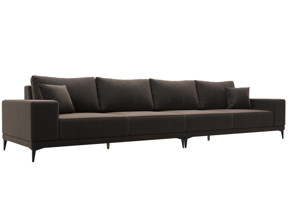 Диван прямой Льюес Лонг, Коричневый, Велюр, 122386