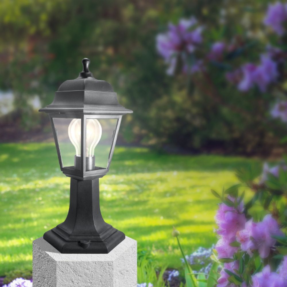 Садово-парковый светильник ЭРА «Оскар» НТУ 04-60-001 черный 4-гранный напольный IP44 Е27 max60Вт