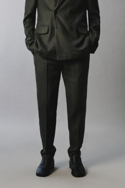 ZARA КОСТЮМНЫЕ БРЮКИ ИЗ 100% ЛЬНА, ХАКИ