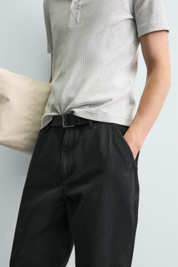 ZARA БРЮКИ CARROT FIT С ЭФФЕКТОМ ПОТЕРТОСТИ, ЧЕРНЫЙ