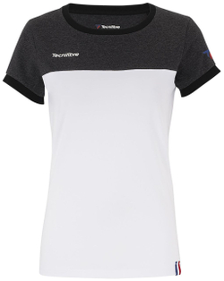 Женская футболка теннисная Tecnifibre Lady F1 Stretch - black/heather/white
