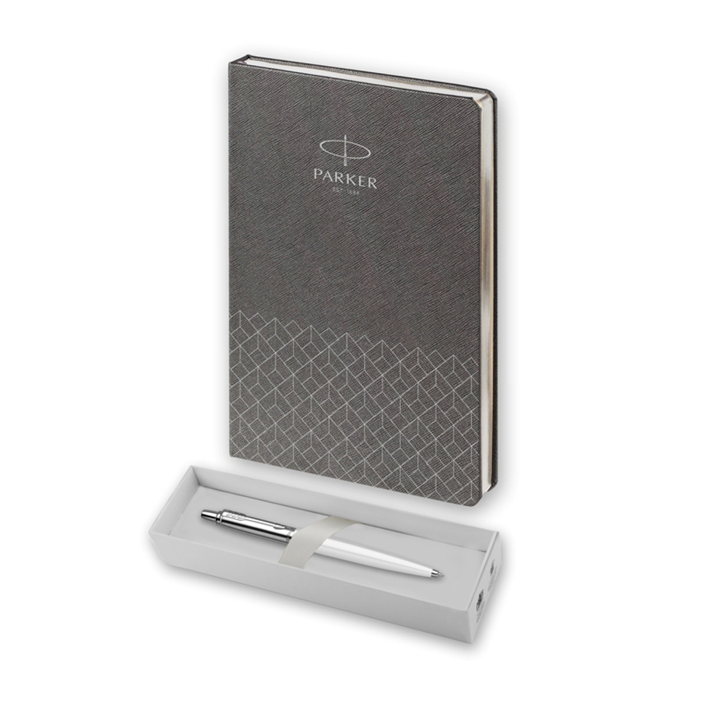 Подарочный набор: Шариковая ручка Parker Jotter + ежедневник, серый