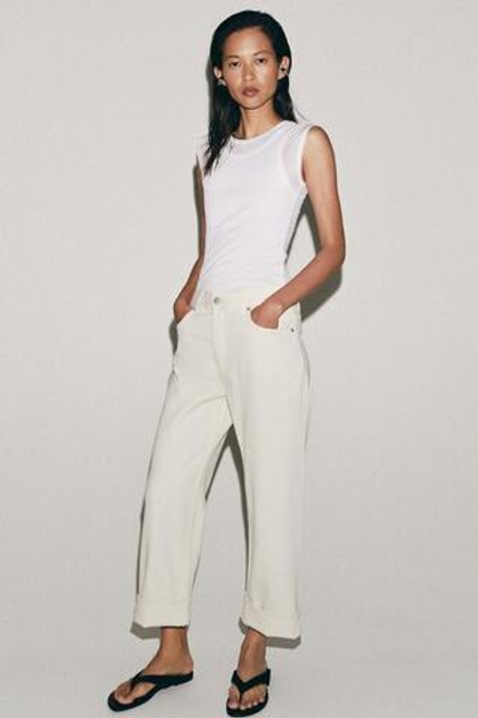 ZARA ДЖИНСЫ BAGGY С НИЗКОЙ ПОСАДКОЙ — ZW COLLECTION, ЭКРЮ