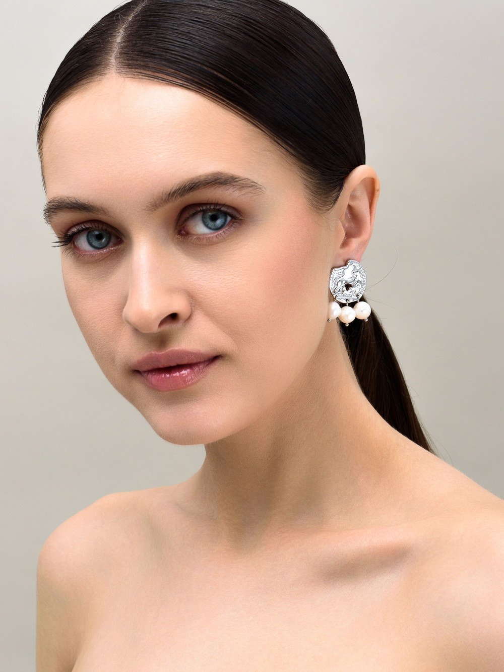 Серьги "Pearl Coin" Bicolor