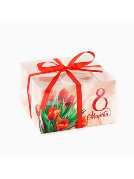 Коробка для капкейка «8 марта», 16×16×10 см
