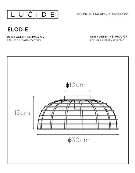 Потолочный светильник Lucide Elodie 45149/30/30