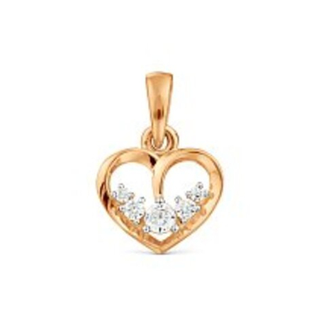 Сердце из золота с фианитами