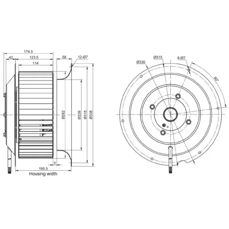 Мотор-колесо RE280F-4D-AC0 для прямоугольного вентилятора