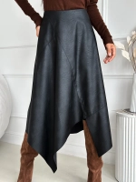 Юбка кожаная трапеция миди