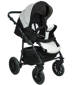 Детская коляска Alis Alvaro F 3 в 1 Al 04 т.серый+св.серый+белая кожа