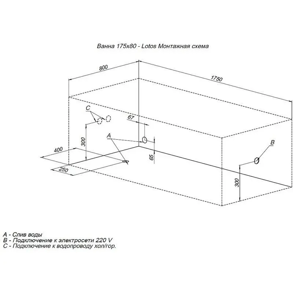 Акриловая ванна Aquanet Lotos 175x80 (с каркасом)