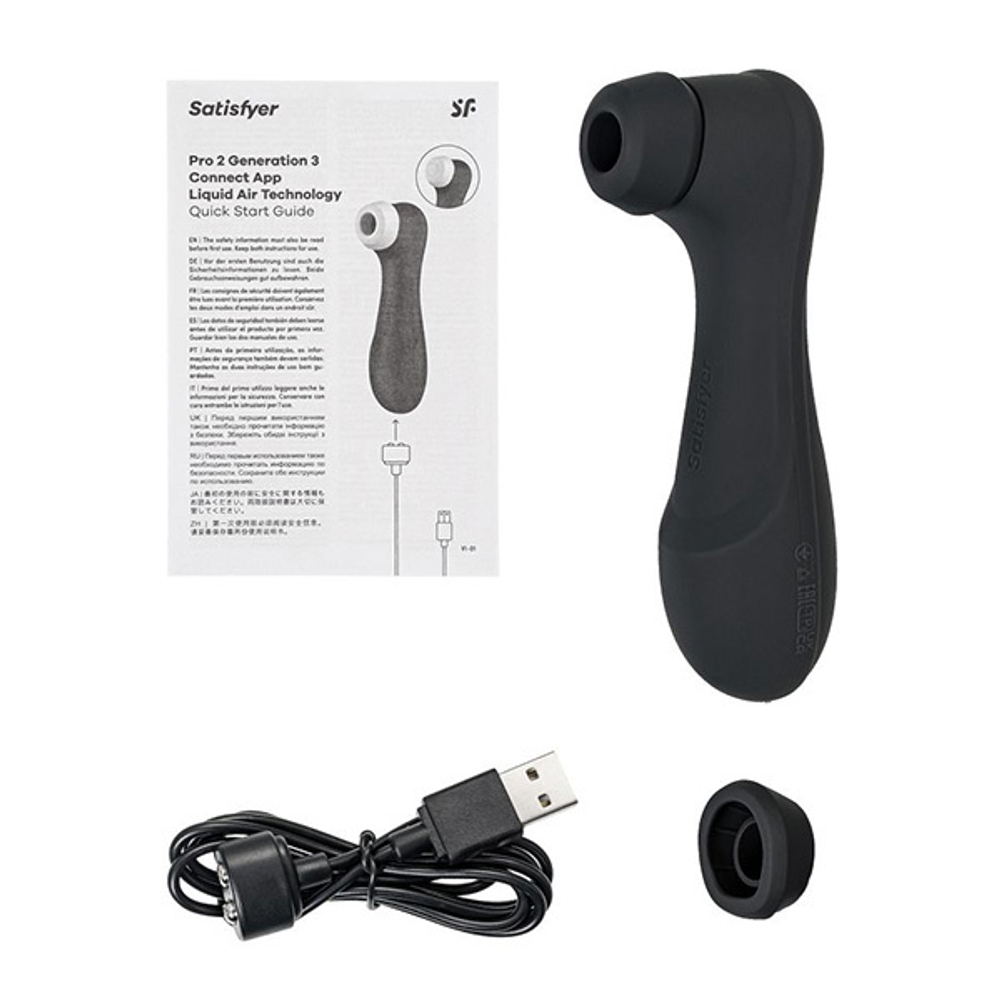 Черный вакуум-волновой клиторальный стимулятор 16,5см Satisfyer Pro 2 Generation 3