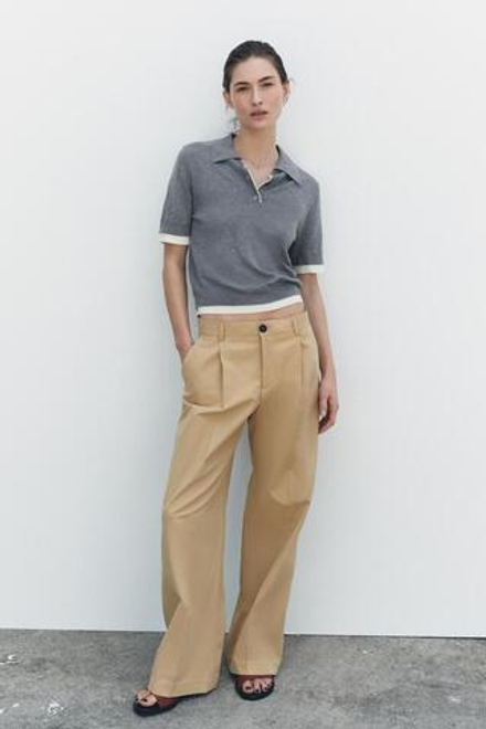 ZARA БРЮКИ ЧИНОС — ZW COLLECTION, БЕЖЕВЫЙ