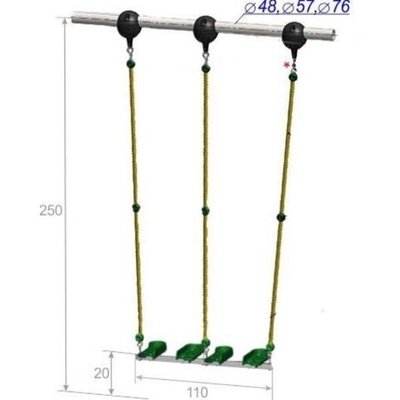 Качели для качания стоя двойные высотой 300 см, диаметр крепления на трубу 76 мм