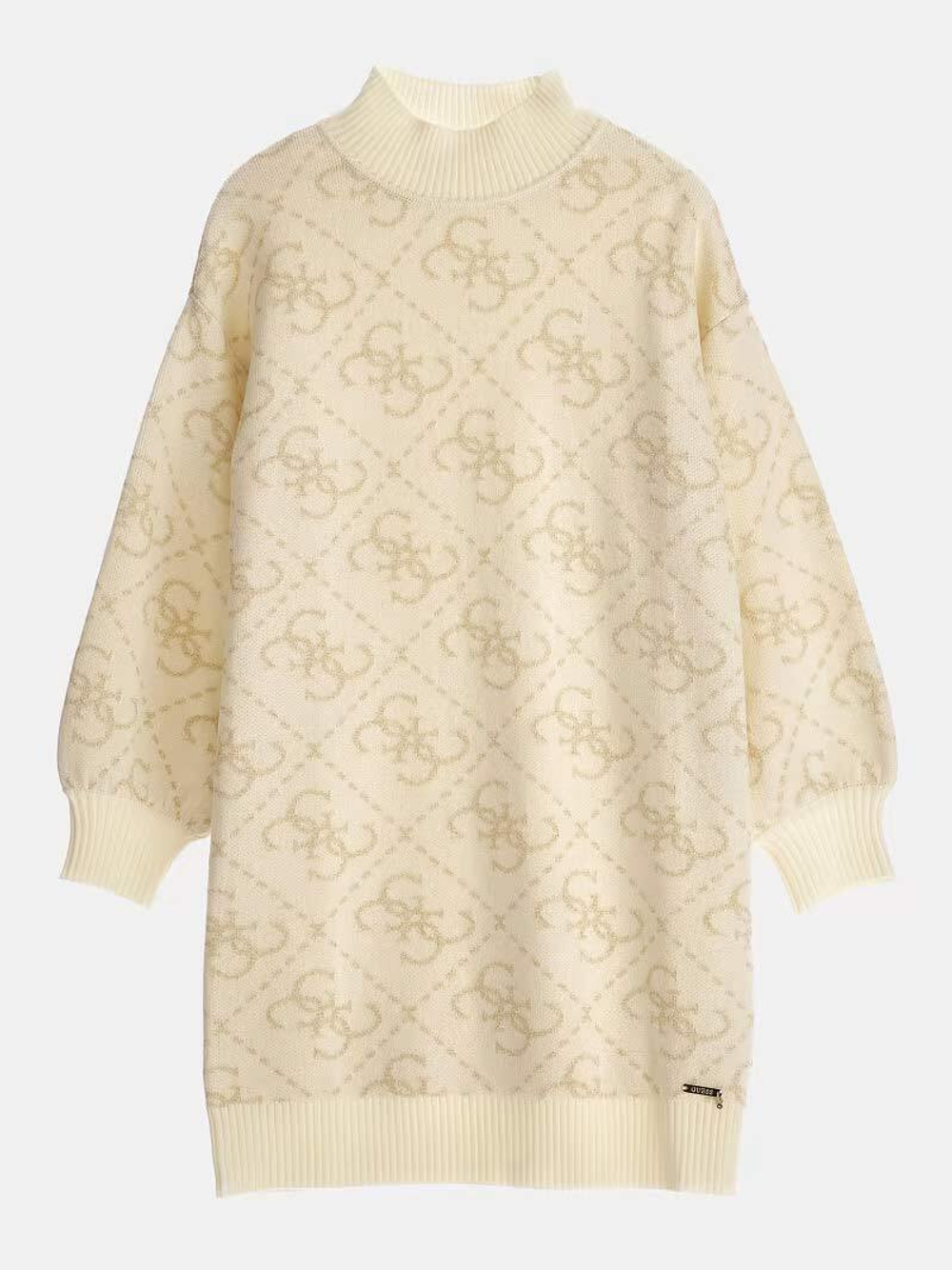 Платье трикотажное GUESS Молочный/Орнамент: золотистые логотипы Девочка
