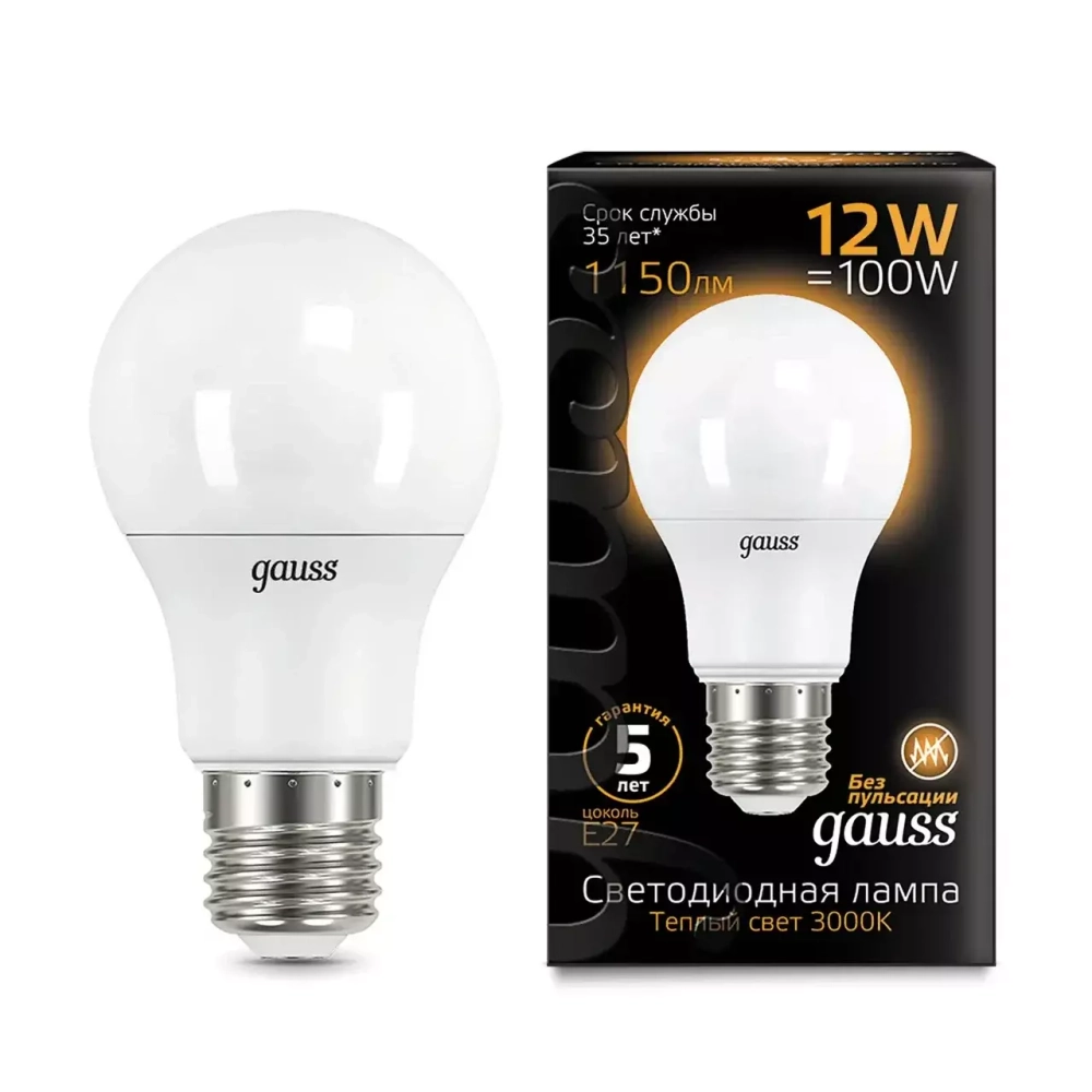 Лампа Gauss Led A60 12W E27 1150 lm 3000К  102502112