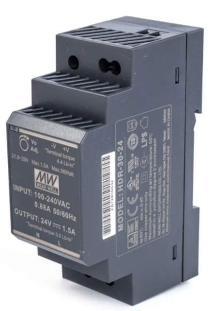 Источник питания HDR-30-24 на DIN-рейку Блок питания, DC 24В 1.5А 36Вт MEAN WELL