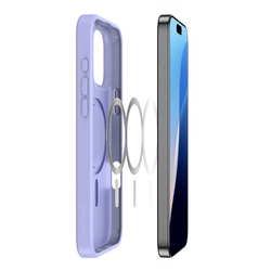 Прозрачный матовый чехол с рамками фиолетового цвета (Light Purple) и с MagSafe от Dux Ducis для iPhone 16 Pro Max, серия Yind Series Case