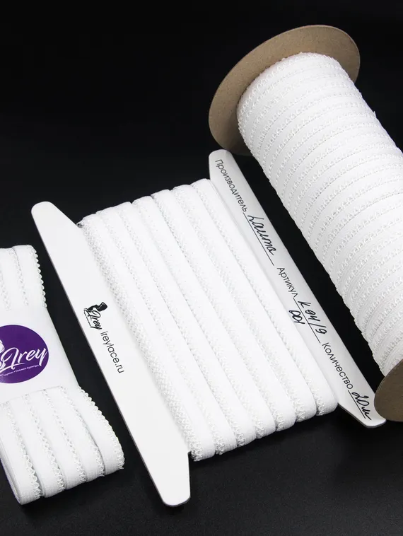 001 К-94/9 ОПТ Резинка ажурная Lauma 9 мм, белый 001