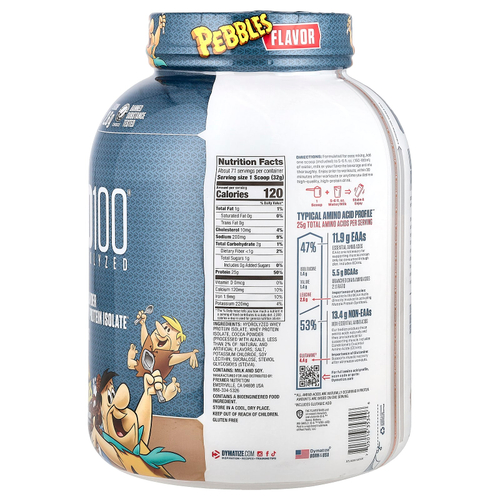 Dymatize, ISO100®, гидролизованный, 100% изолят сывороточного протеина, со вкусом какао, 2,3 кг (5 фунтов)